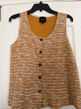 W5 Mustard and White Striped Button-Front Tank